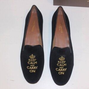 NWT Anthropologie Jon Josef G-Keepcalm Black Velvet Loafers Women sz 5
